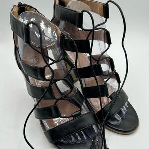Women’s Route 66 Black Leather Gladiator Open Toe Sandals Size 5 1/2 NWOT